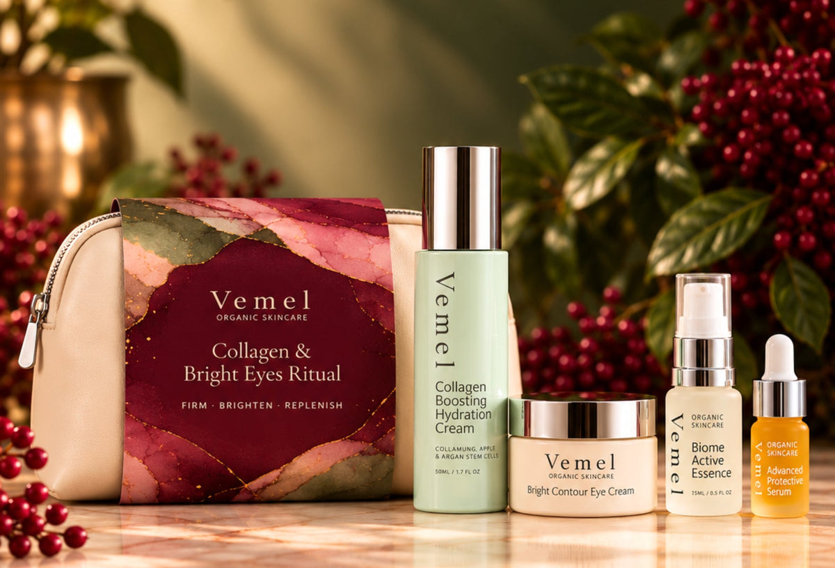 Collagen and Bright Eyes Christmas skincare gift set for mature and menopausal skin by Vemel